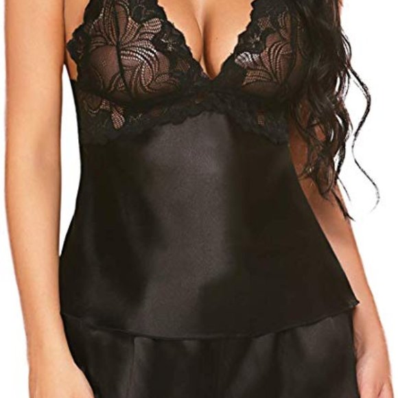 Satin Cami and Shorts Womens Sexy Pajama Lace - Picture 5 of 8